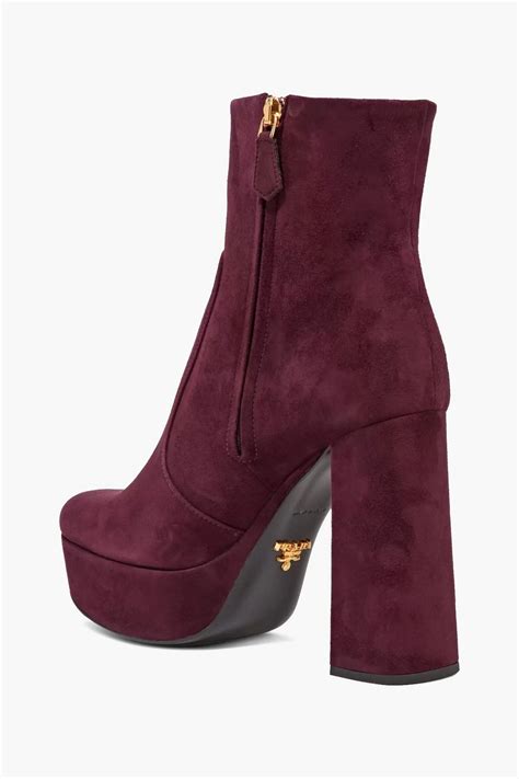 prada chunky heeled ankle boots|prada suede platform boots.